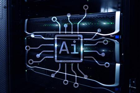 人工智能,人工智能,自动化和现代信息技术在虚拟屏幕上的概念 照片